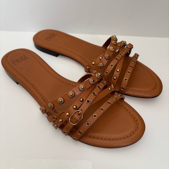 PAIGE Sandals Dylan Flats Slide Sandal Whiskey Brown NWOB - Picture 6 of 6
